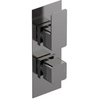 Aquari Quadro Concealed Thermostatic Shower Valve - Pewter, Twin Outlet