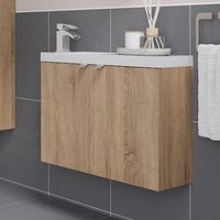 Vitusso Garda Wood Wall Hung Cloakroom Vanity Unit with Basin - 800mm