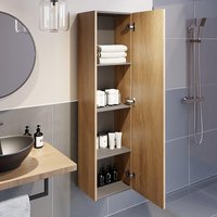 Vitusso Garda Wood Wall Hung Tall Bathroom Storage Cabinet - 1380 x 350mm