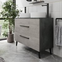 Vitusso Idro Grey Double Countertop Vanity Unit with Lyon White Basins - 1000mm