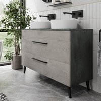 Vitusso Idro Grey Double Countertop Vanity Unit with Lyon White Basins - 1200mm