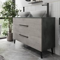 Vitusso Idro Grey Double Countertop Vanity Unit with Roubaix White Basins - 1200mm