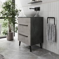 Vitusso Idro Grey Freestanding Countertop Vanity Unit with Roubaix White Basin - 550mm