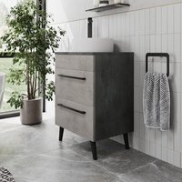 Vitusso Idro Grey Freestanding Countertop Vanity Unit with Lyon White Basin - 550mm