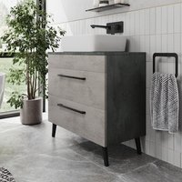 Vitusso Idro Grey Freestanding Countertop Vanity Unit with Croix White Basin - 800mm