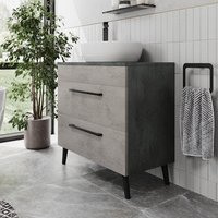 Vitusso Idro Grey Freestanding Countertop Vanity Unit with St Tropez White Basin - 800mm