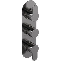 Aquari Curvo Concealed Thermostatic Shower Valve - Pewter, Triple Outlet
