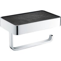 Architeckt Vercelli Wall Mounted Toilet Roll Holder with Leather Shelf - Chrome