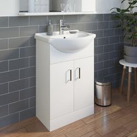 Alpine White Gloss Freestanding Vanity Unit with Basin - 560mm