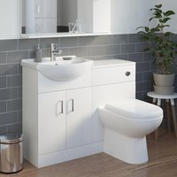 Alpine White Gloss Toilet & Vanity Unit with Basin - 1050mm