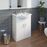 Alpine White Gloss Freestanding Vanity Unit with Basin - 650mm