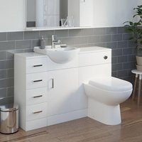 Alpine White Gloss Toilet & Vanity Unit with Basin & Drawer Unit - 1165mm