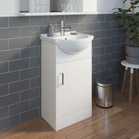 Alpine White Gloss Freestanding Cloakroom Vanity Unit with Basin - 450mm