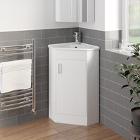 Alpine White Corner Vanity Unit with Basin - 585mm - Single Door