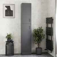 Alpine Black Freestanding Tall Bathroom Storage Cabinet - 1900 x 350mm