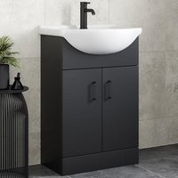 Alpine Black Freestanding Vanity Unit with Basin - 560mm