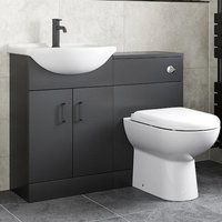 Alpine Black Toilet & Vanity Unit with Basin - 1050mm
