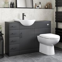 Alpine Black Toilet & Vanity Unit with Basin & Drawer Unit - 1165mm