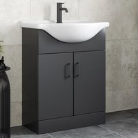 Alpine Black Freestanding Vanity Unit with Basin - 650mm