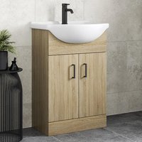 Alpine Oak Wood Freestanding Vanity Unit with Basin - 560mm