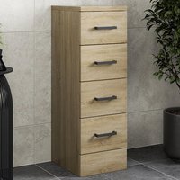 Alpine Oak Wood 4 Drawer Freestanding Bathroom Storage Unit - 250 x 300mm