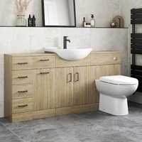 Alpine Oak Wood Toilet & Vanity Unit with Basin, Laundry Unit & Drawer Unit - 1564mm
