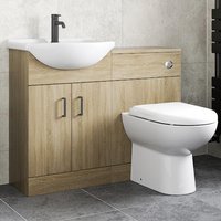 Alpine Oak Wood Toilet & Vanity Unit with Basin - 1050mm