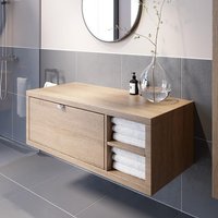 Vitusso Garda Wood Wall Hung Countertop Vanity Unit without Basin - 1100mm - RH Shelves