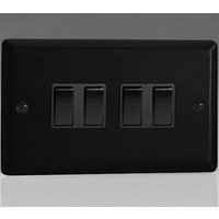 Varilight 4 Gang Rocker Light Switch - Matt Black