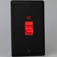 Varilight 45A Double Plate Cooker Switch with Neon - Red Matt Black