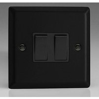 Varilight 2 Gang Rocker Light Switch - Matt Black