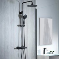 Aqualisa Deco Thermostatic Bar Mixer Shower with Adjustable & Fixed Head - Round Matt Black