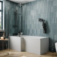 Ceramica L Shaped 1700x850mm Shower Bath, Shower Screen & Bath Panel LH
