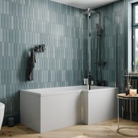 Ceramica L Shaped 1700x850mm Shower Bath, Shower Screen & Bath Panel RH