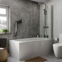 Ceramica P Shaped 1700x900mm Shower Bath, Shower Screen & Bath Panel RH