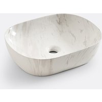 Mabel Oval Ceramic Marble-Effect Washbasin