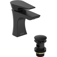 Bristan Hourglass Basin Mixer Tap with Clicker Waste - Black