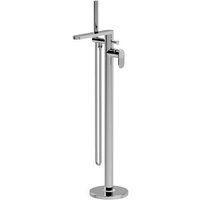 Aquari Contour Chrome Freestanding Fluted Bath Shower Mixer Tap with Kit