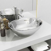 Abbotsford Oval Countertop Basin Without Waste 400mm Wide - Silver