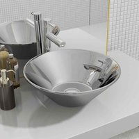 Alpharetta Round Countertop Basin Without Waste 420mm Wide 0TH - Silver