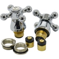 4TRADE 1/2in Cross Top Basin Tap Heads Chrome Plated