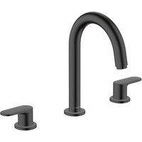 Hansgrohe Vernis Blend 3-hole basin mixer with pop-up waste set - Matt Black - 71553670