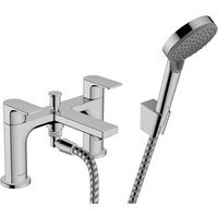 Hansgrohe Rebris E 2-hole rim mounted bath mixer with diverter valve & Vernis Blend hand shower Vario - Chrome- 72481000